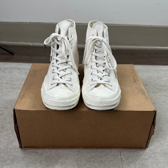 Vintage Y2K Converse Chuck Comme des Garcons High Tops Shoes Mens 10 Cream Tan - Picture 4 of 8